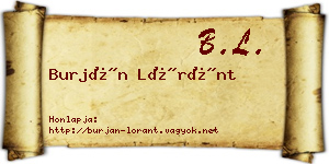Burján Lóránt névjegykártya