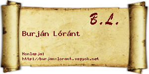 Burján Lóránt névjegykártya